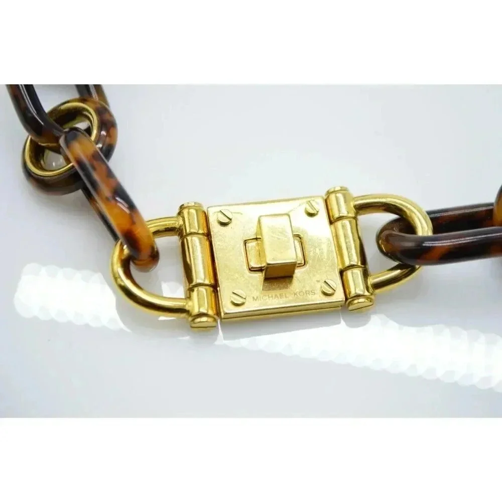 MICHAEL KORS Faux Tortoise Resin Graduated Chain Link Necklace